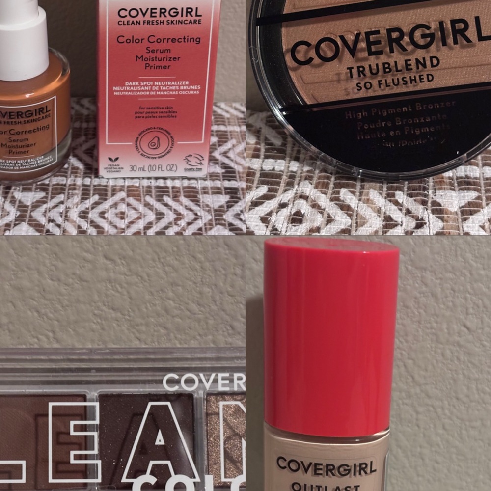 COVERGIRL TruBlend Bronzer, eyeshadow pallet, color corrector and foundation